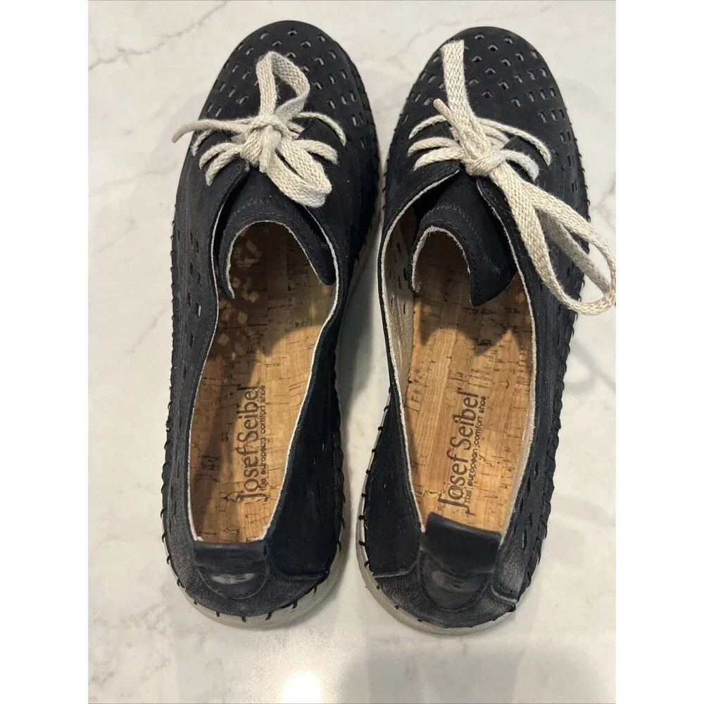 Josef Seibel NEW 41 (US‎ 10-10.5) Leather Black Sofie 26 Sneakers Lace Up Shoes